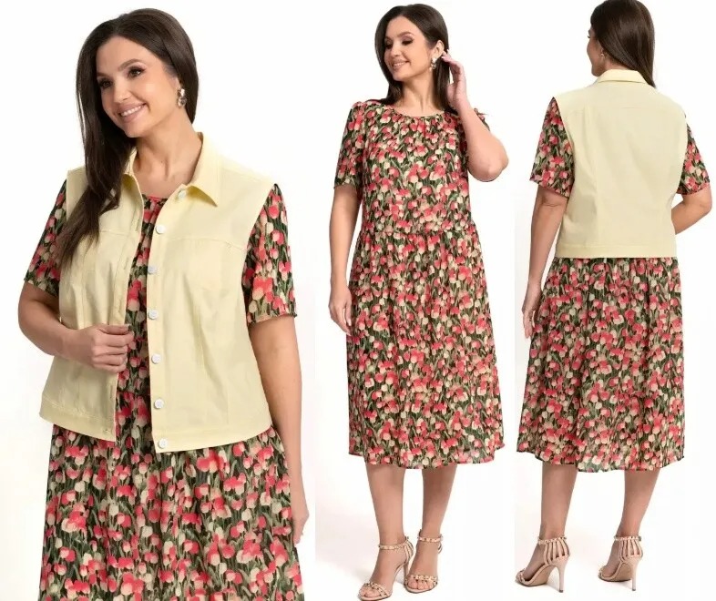 Комплект, жилет, платье, костюм, блуза Alani Collection 2368