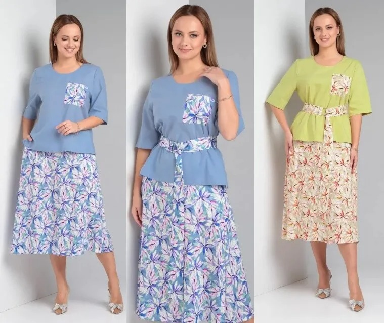 Комплект, блуза, юбка Amori 7036