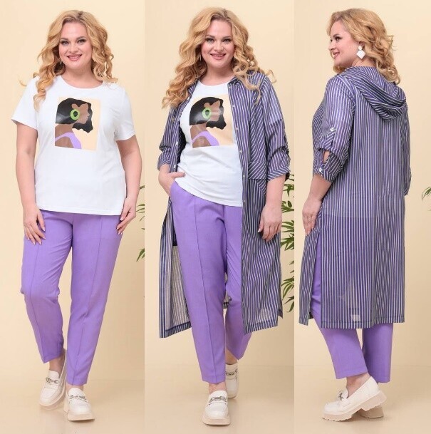 Комплект, кардиган, брюки, блузка Romanovich Style 3-2354