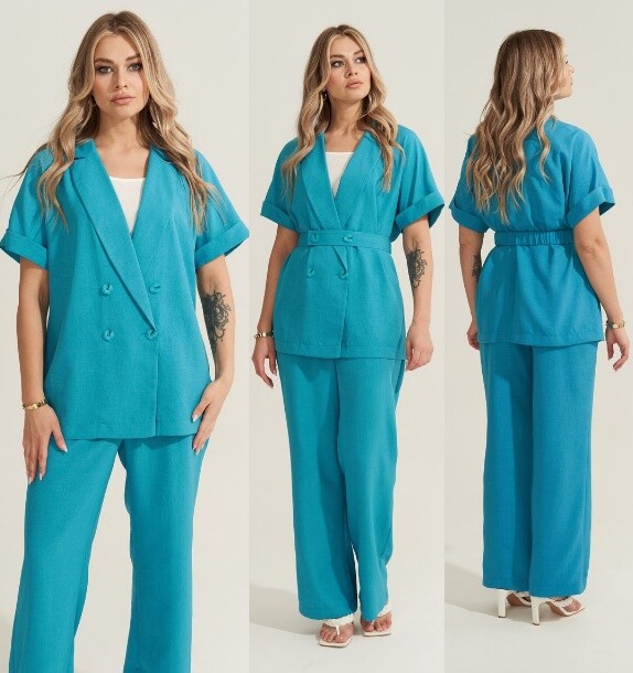 Комплект, жакет, брюки, топ Gizart 5119-1син