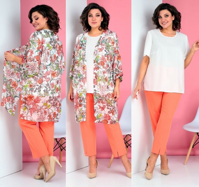 Комплект, кардиган, блуза, брюки, майка Ивелта Плюс 3643