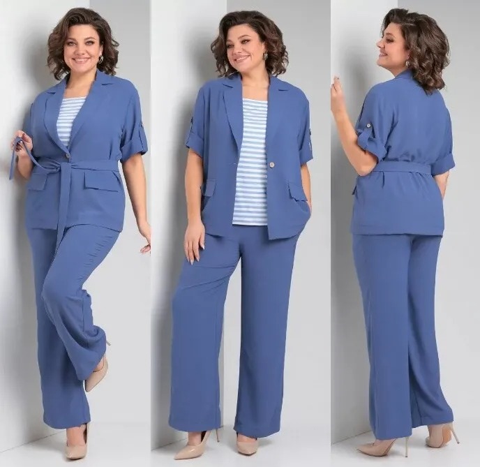 Комплект, жакет, брюки, блуза, костюм Takka Plus 24-228