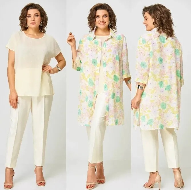 Комплект, брюки, блузка, кардиган Andina City 9073-25