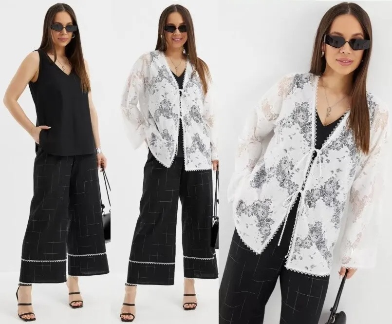 Комплект, кардиган, топ, брюки Магия Моды 2712