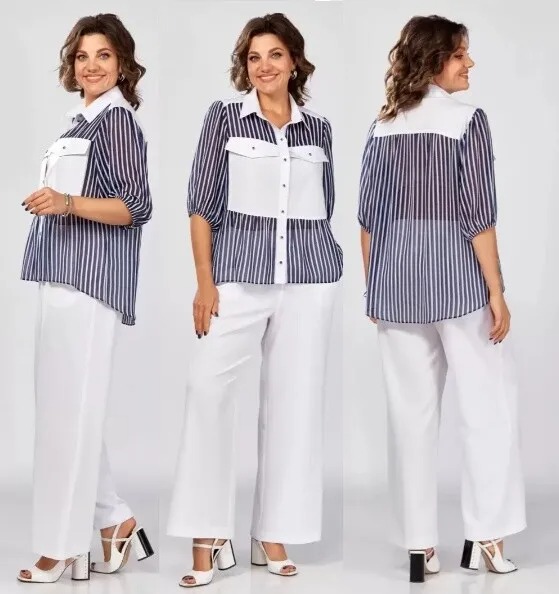 Комплект, брюки, блуза ZigzagStyle 596