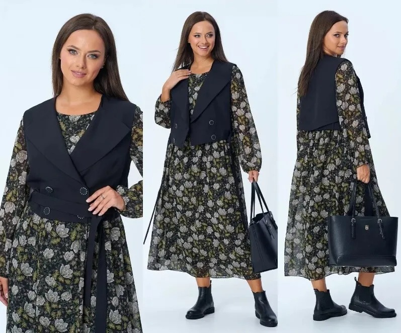 Комплект, платье, жилет Liona Style 813