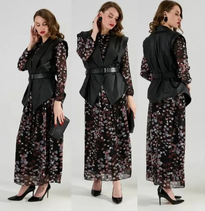 Комплект, платье, жилет NikVa 1021-1