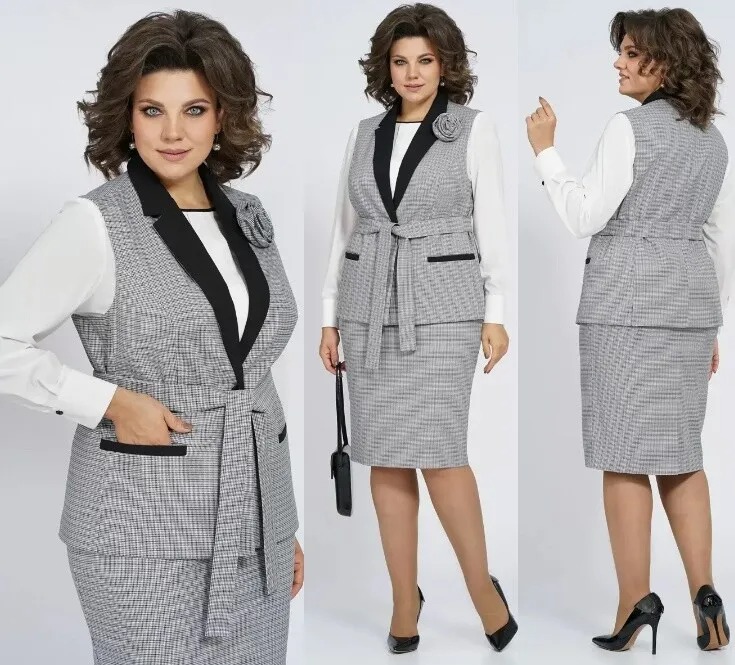 Комплект, жилет, блузка, юбка Alani Collection 2140