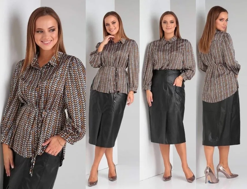 Комплект, блузка, юбка, блуза Tvin 7662