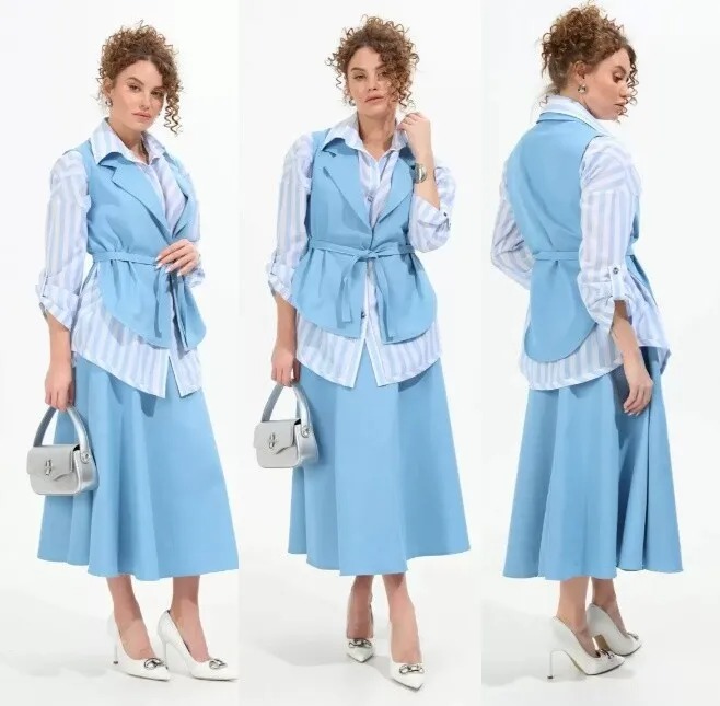 Костюм, жилет, юбка, рубашка NikVa 957-1