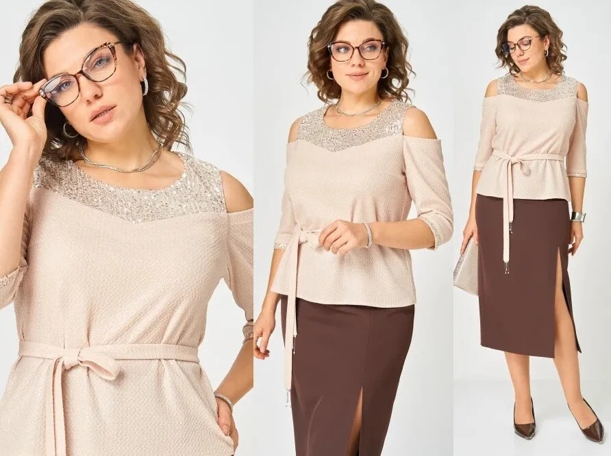 Комплект, блуза, юбка Орхидея 1637