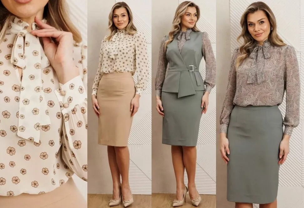 Комплект, блузка, жилет, юбка, блуза Мода Юрс 26-2538