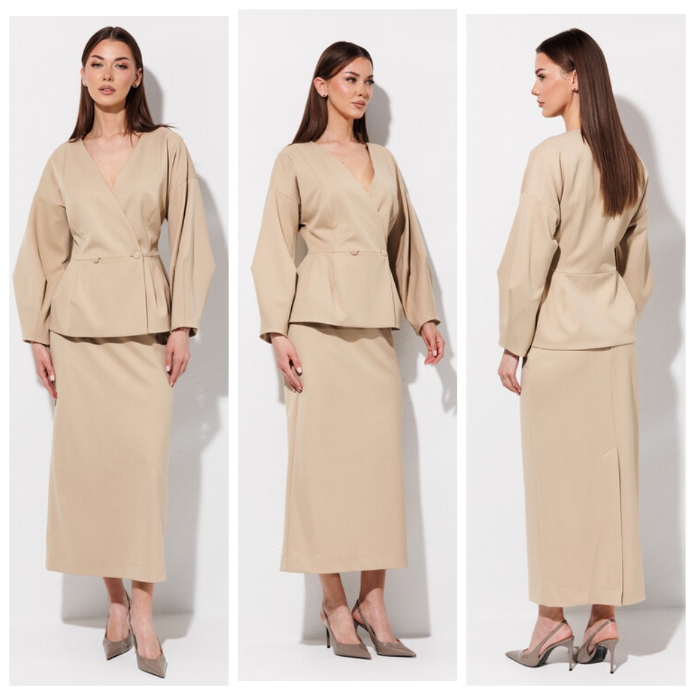 Жакет, юбка V&N Fashion 1113_бежевый