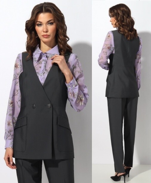 Костюм, жилет, брюки, блуза, блузка Mia-Moda 1367-11