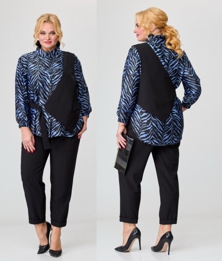 Комплект, блуза, жилет, брюки Diamant 1838