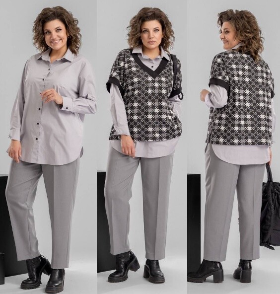 Комплект, жилет, блуза, брюки Deesses 3106