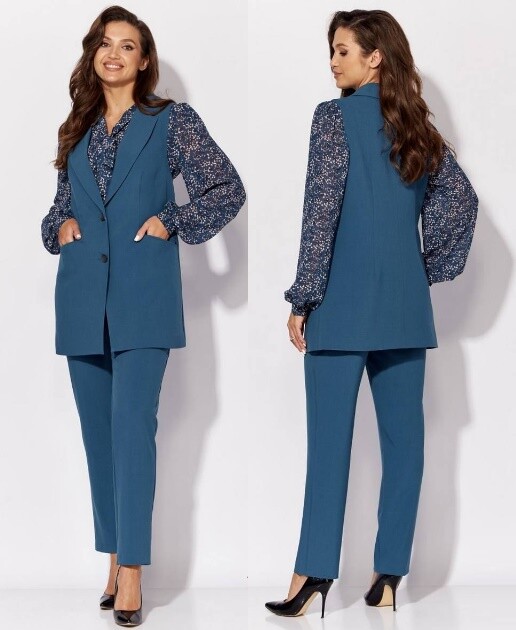 Костюм, комплект, блуза, жилет, брюки Viola Style 30507/4