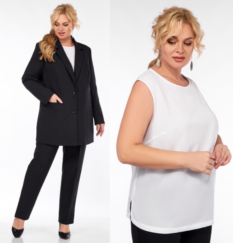 Костюм, жакет, брюки, блузка Ольга Стиль 827