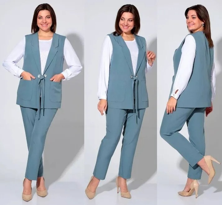 Комплект, костюм, блуза, жилет, брюки Liona Style 860