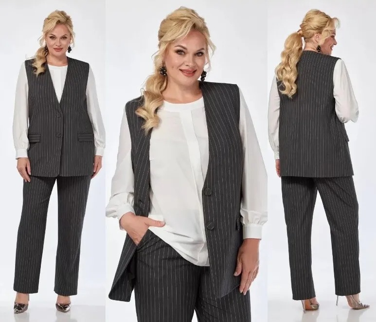 Комплект, блузка, жилет, брюки, костюм Элль-Стиль 2309