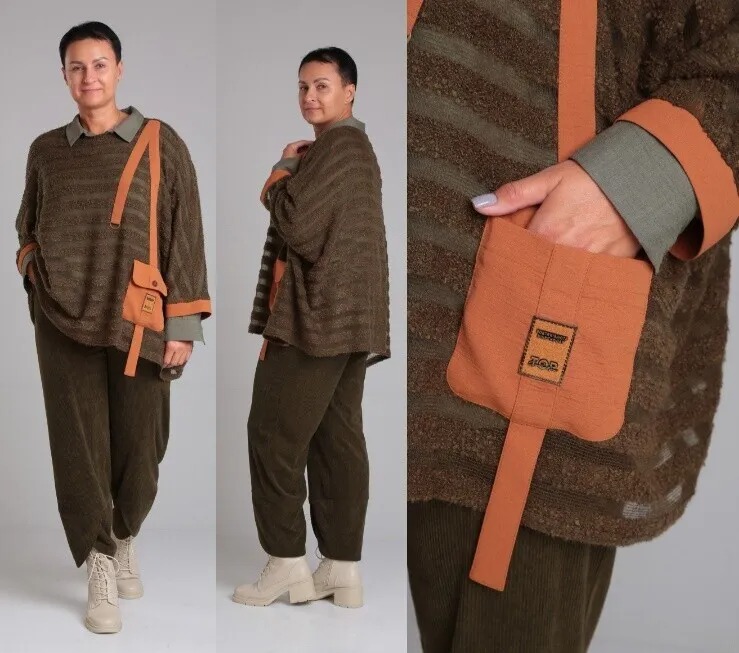 Комплект, блуза, пончо, брюки ZigzagStyle 499