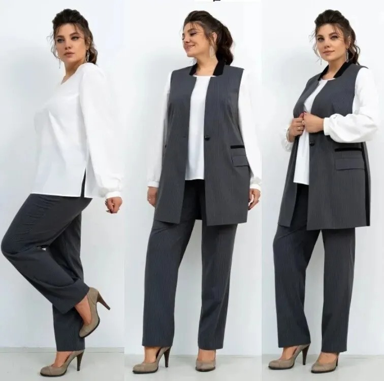 Комплект, жакет, брюки, блузка, жилет Aira Style 24-27