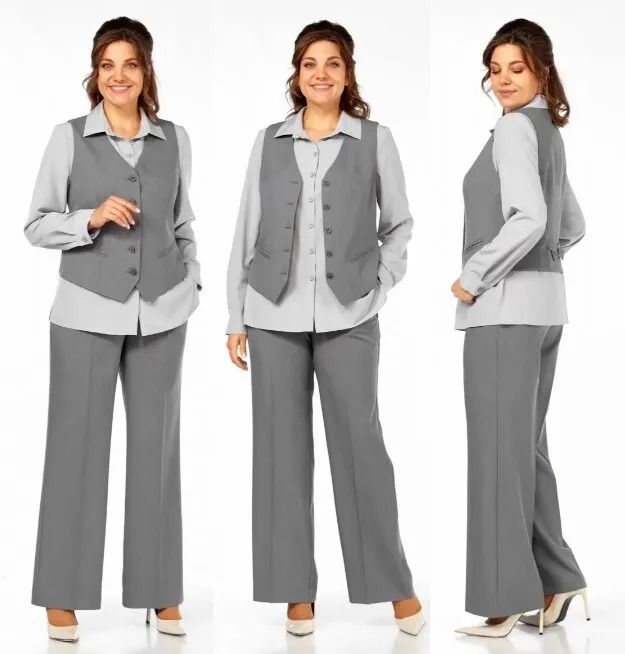 Комплект, жилет, брюки, блуза, блузка Ольга Стиль С-946