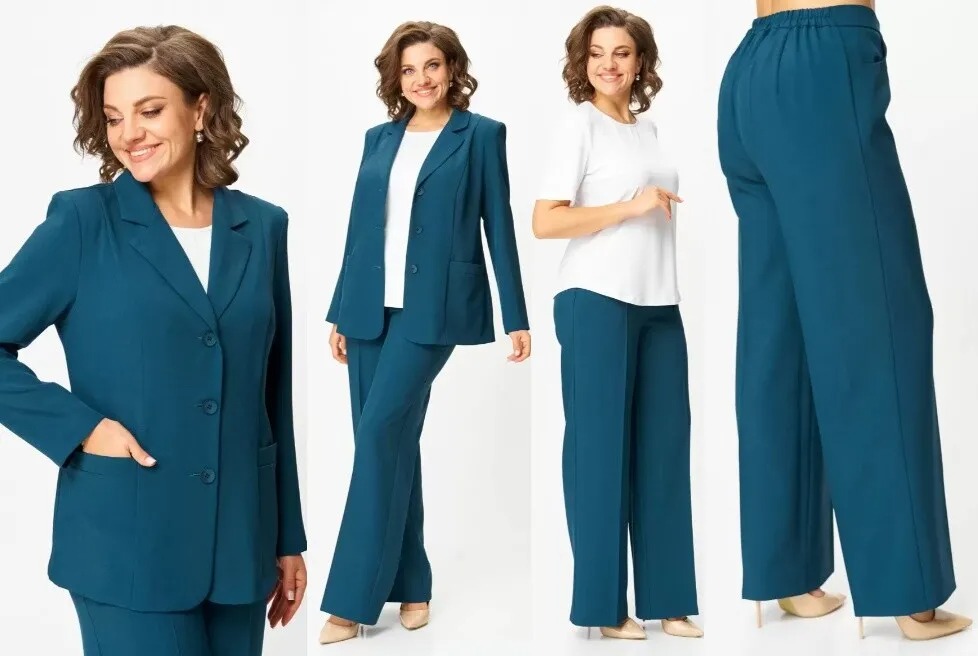 Комплект, жакет, брюки, блуза Орхидея 1604