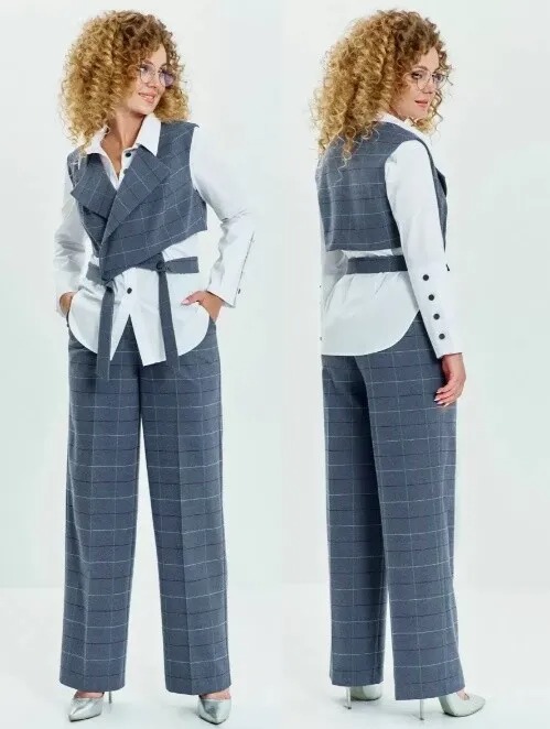 Костюм, брюки, блуза, жилет Euromoda 623