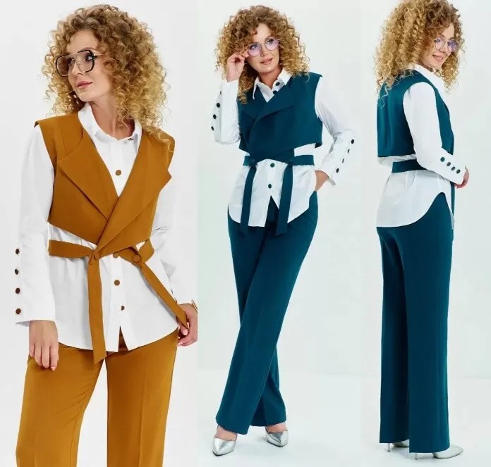 Костюм, брюки, блуза, жилет Euromoda 622