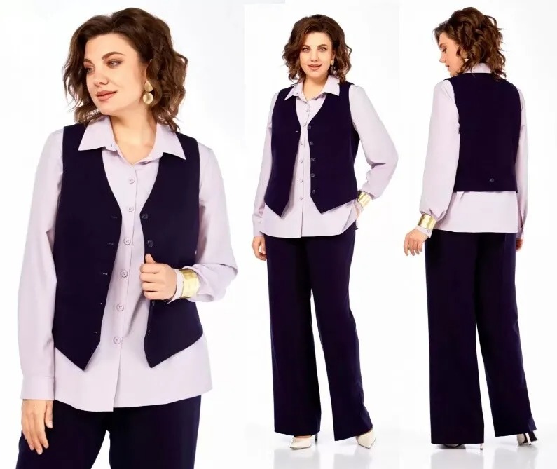 Комплект, блузка, жилет, брюки Ольга Стиль С-979