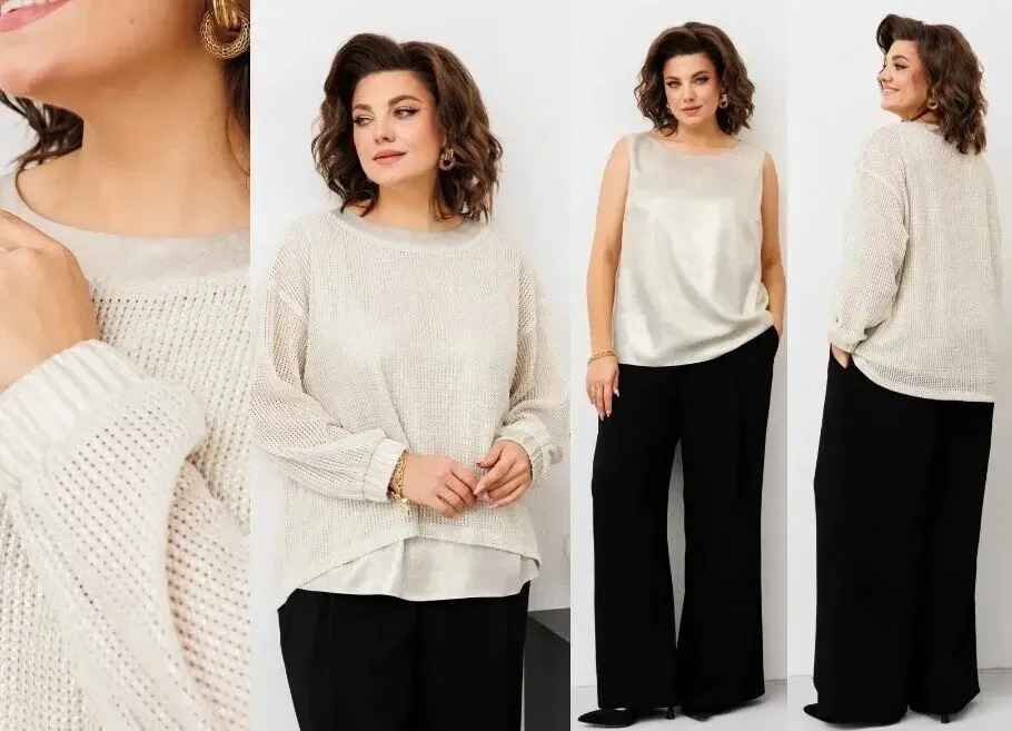 Комплект, брюки, джемпер, топ Romanovich Style 2-2734