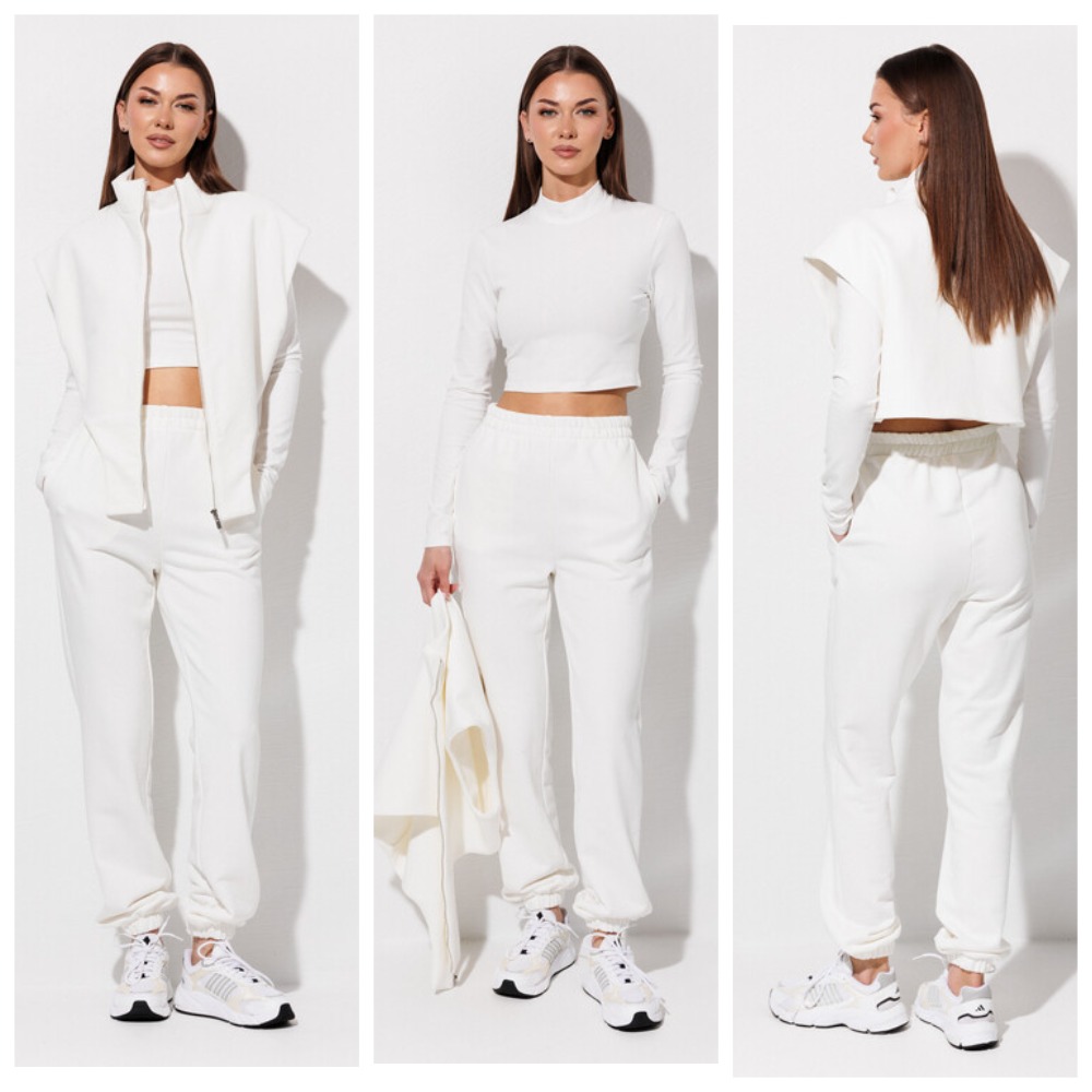 Жилет, лонгслив, брюки V&N Fashion 1130_белый