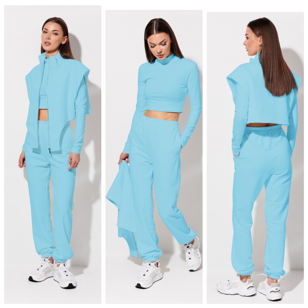 Жилет, лонгслив, брюки V&N Fashion 1130_голубой