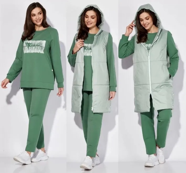 Комплект, жилет, плащ, свитшот, брюки Taier 1269М