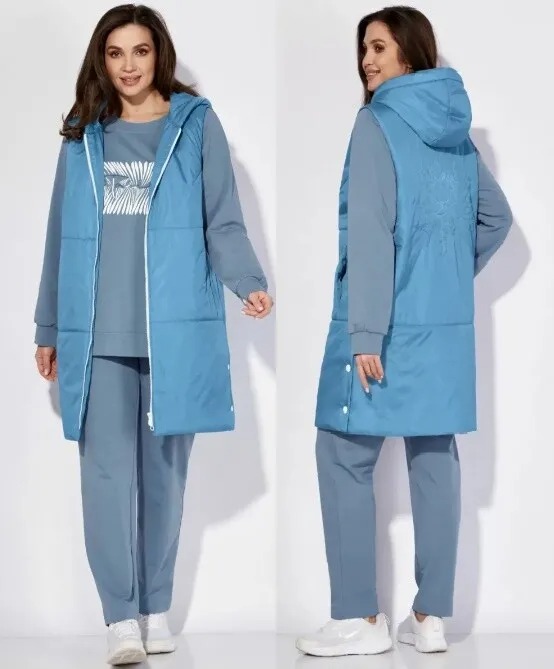 Комплект, жилет, плащ, свитшот, брюки Taier 1269Г