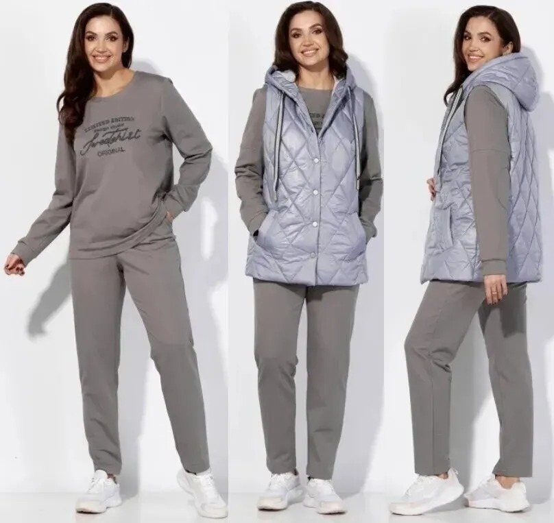 Комплект, жилет, свитшот, брюки, костюм Taier 1224-1