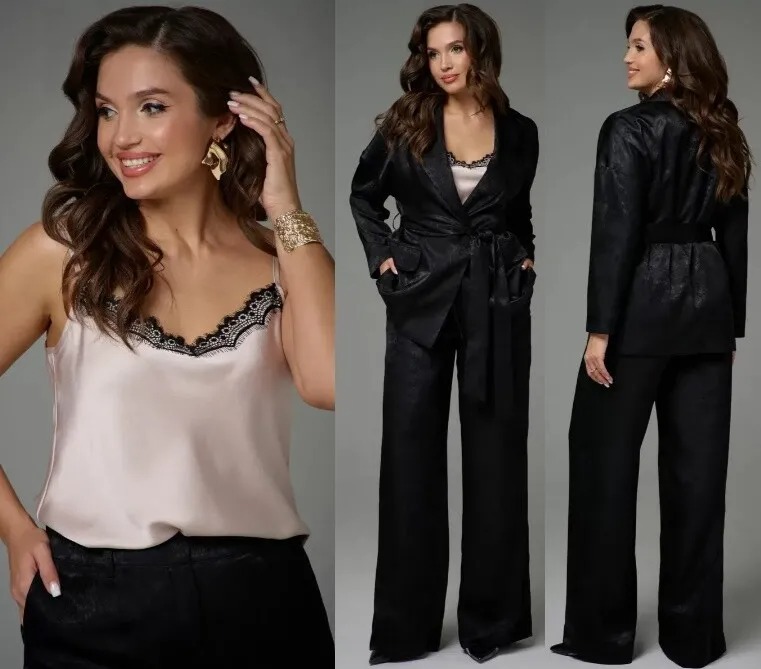 Комплект, жакет, брюки, топ Jolie 30465чб