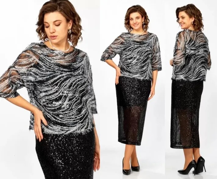 Комплект, блузка, юбка, топ Ольга Стиль Л-434