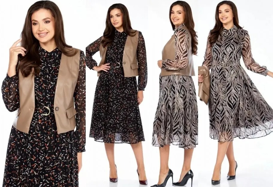 Комплект, платье, жилет Милора-Стиль 1380