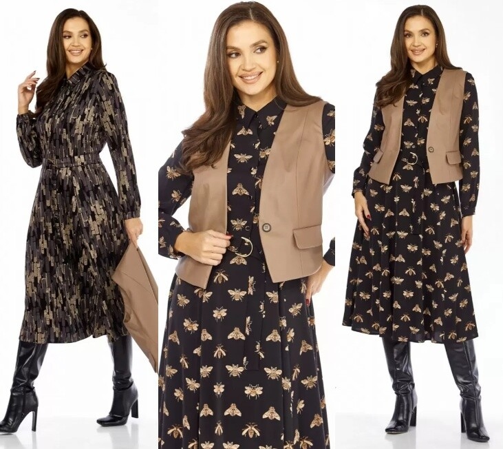 Комплект, платье, жилет Милора-Стиль 1380