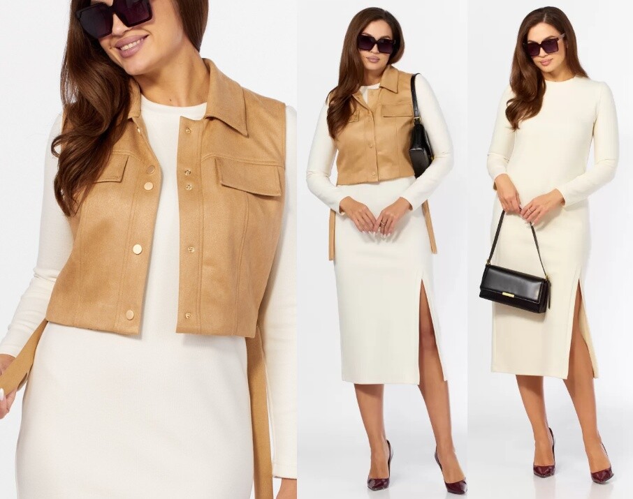 Комплект, платье, жилет LEANNA STYLE 9010-3